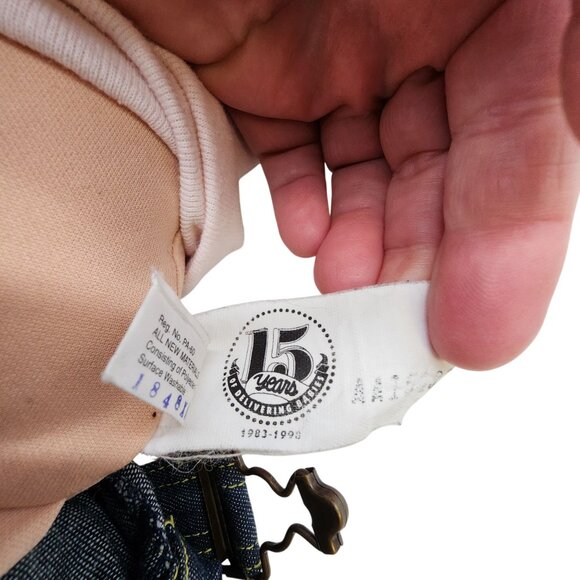 Vintage Cabbage Patch Kids Doll In Blue Denim Overalls With Brown Yarn Hair - Picture 5 of 5